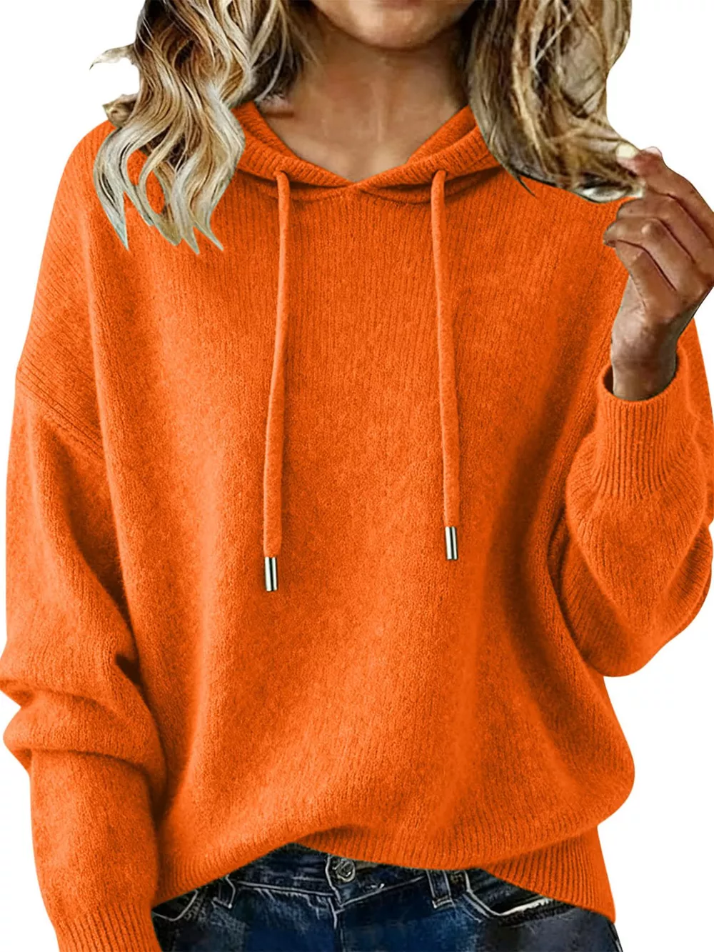 Drawstring Long Sleeve Hooded Sweater, image 23