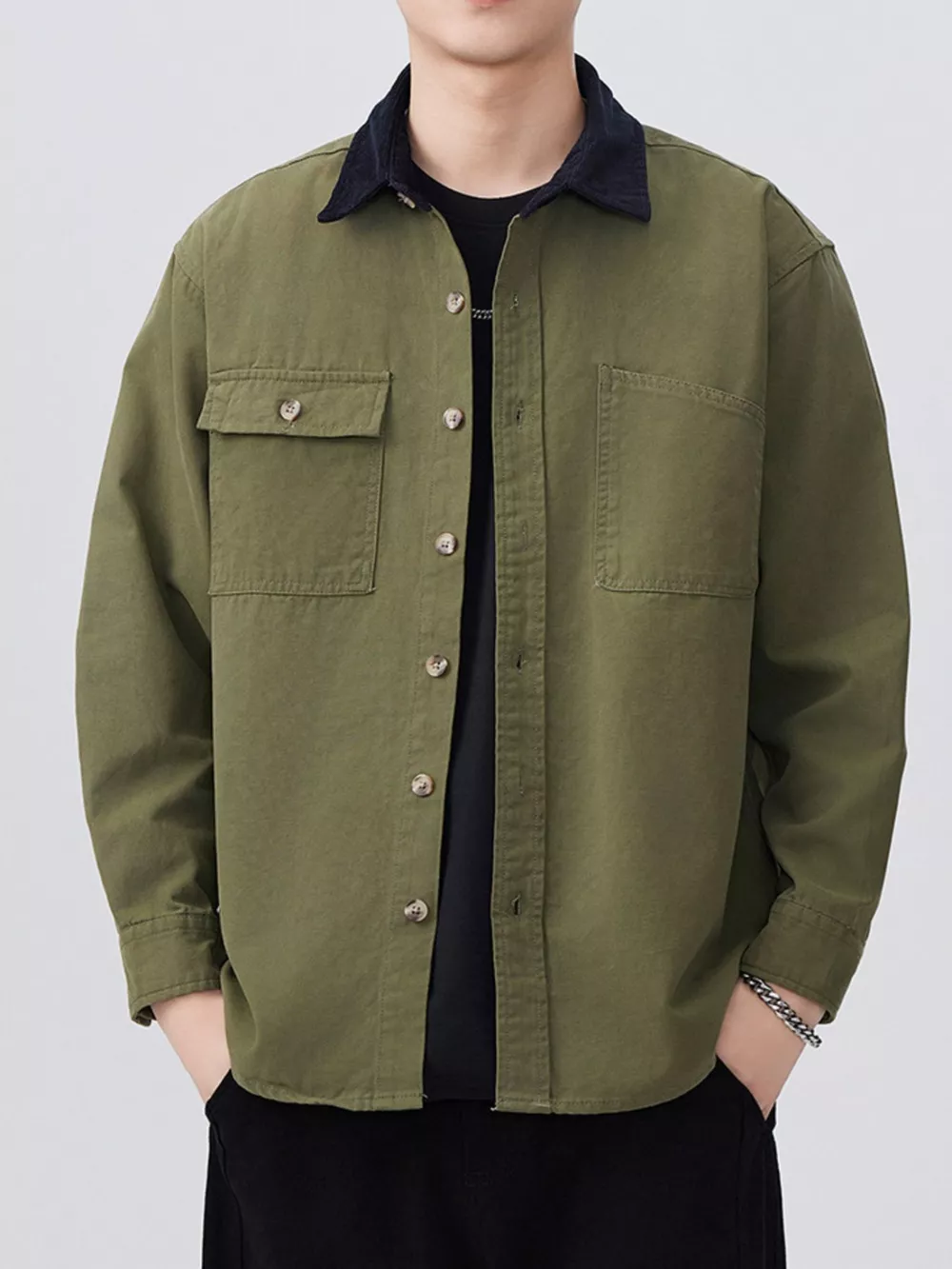 Men's Plus Size Button Up Long Sleeve Shirt, image 3