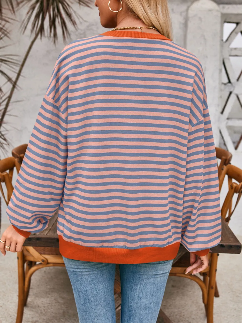 Contrast Striped Long Sleeve Sweatshirt, image 27
