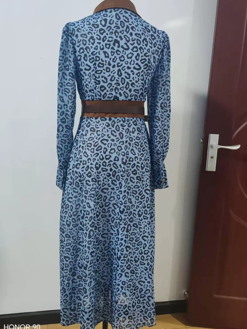 Leopard Print Shirt Dress with Contrast Trim, image 5