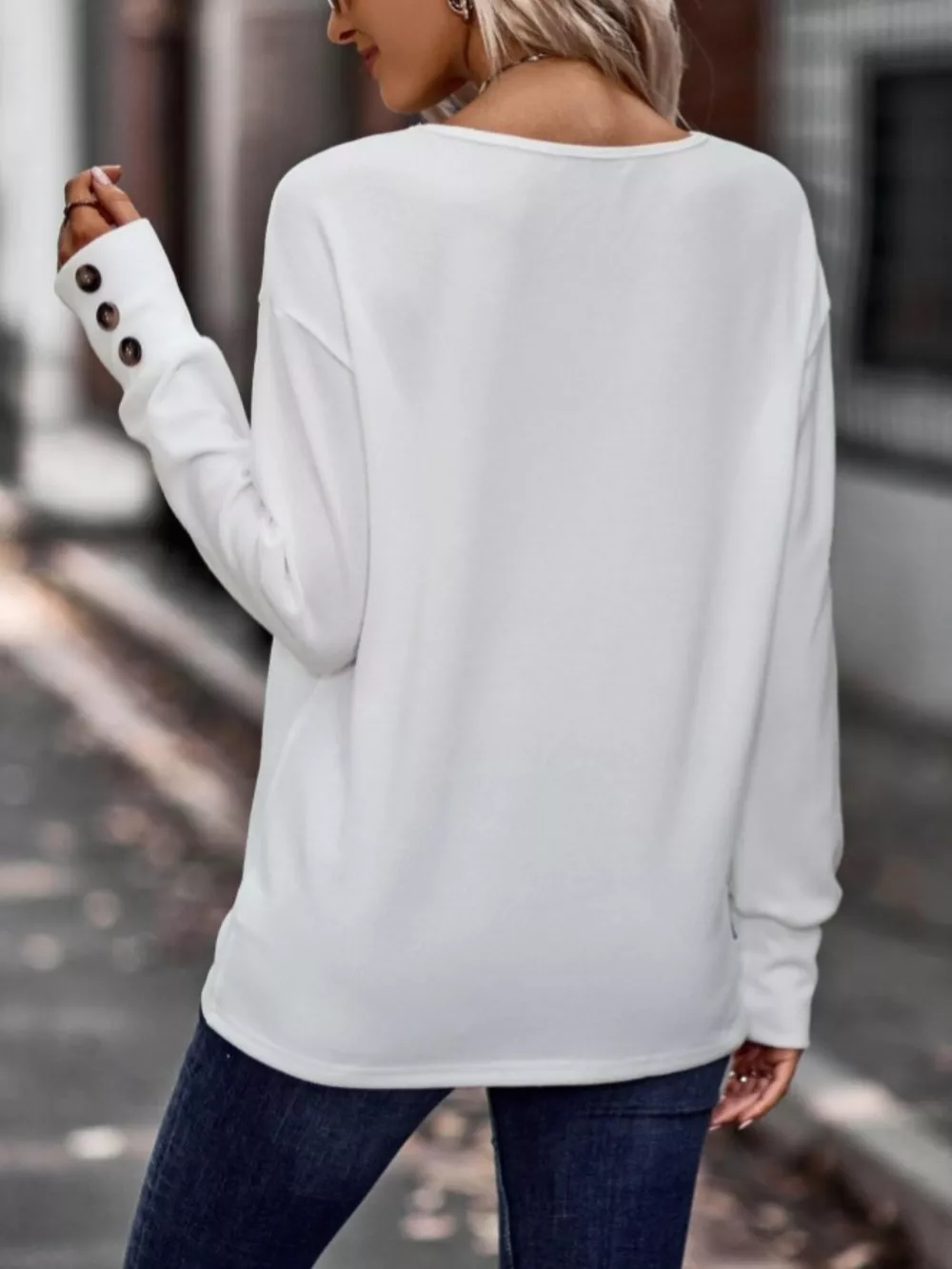 V-Neck Long Sleeve T-Shirt, image 6