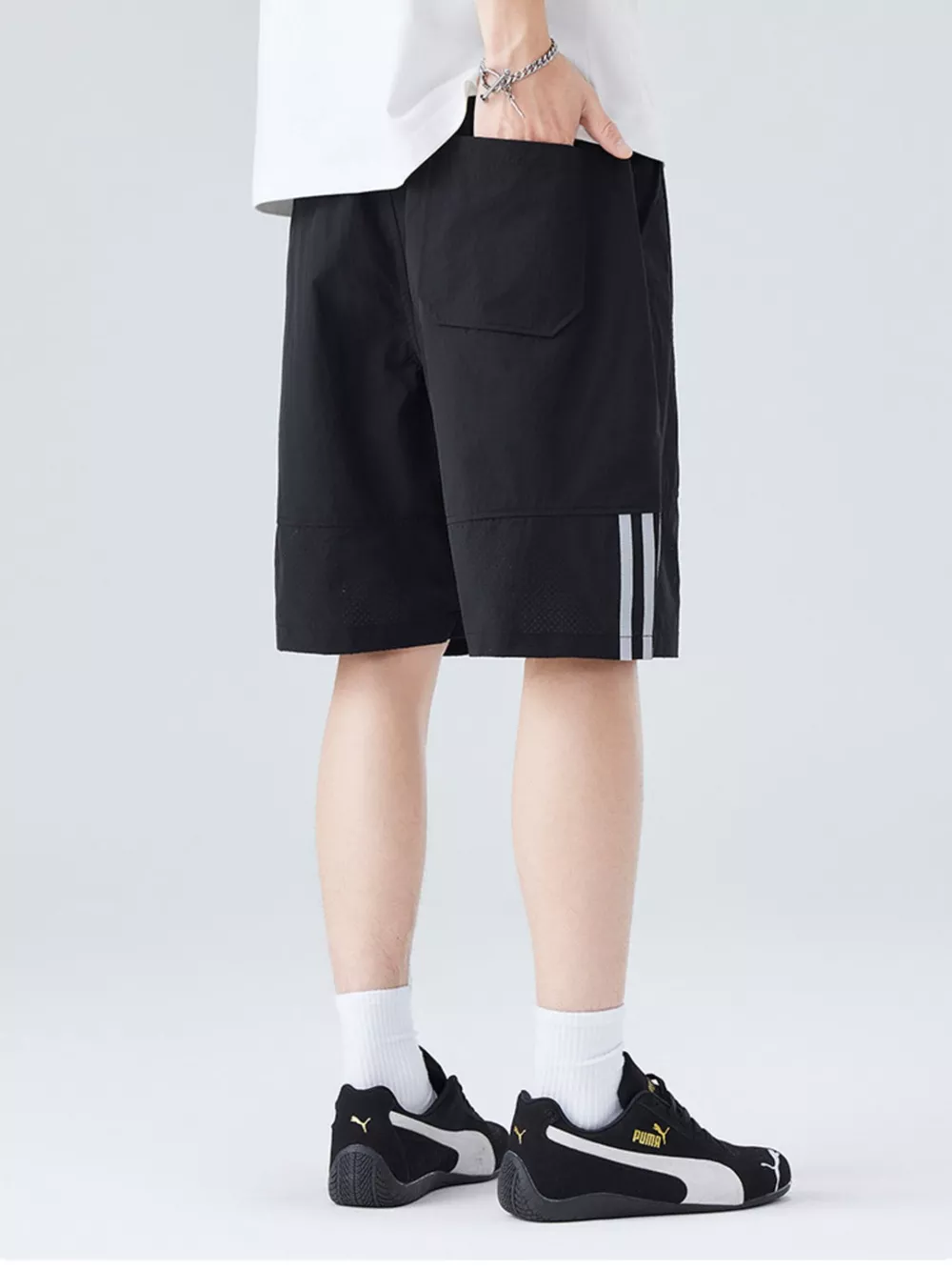 Men's Plus Size Casual Striped Shorts, image 11