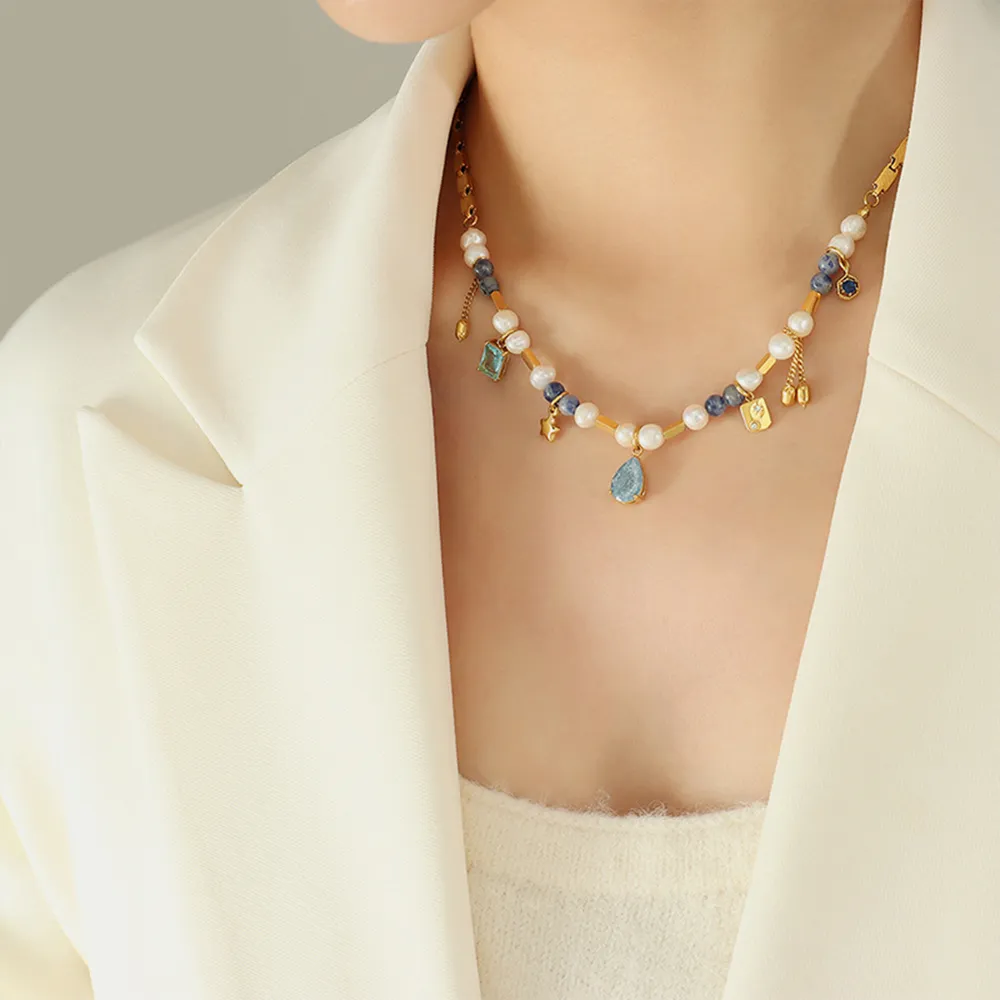 18K Gold-Plated Beaded Charm Necklace, image 5