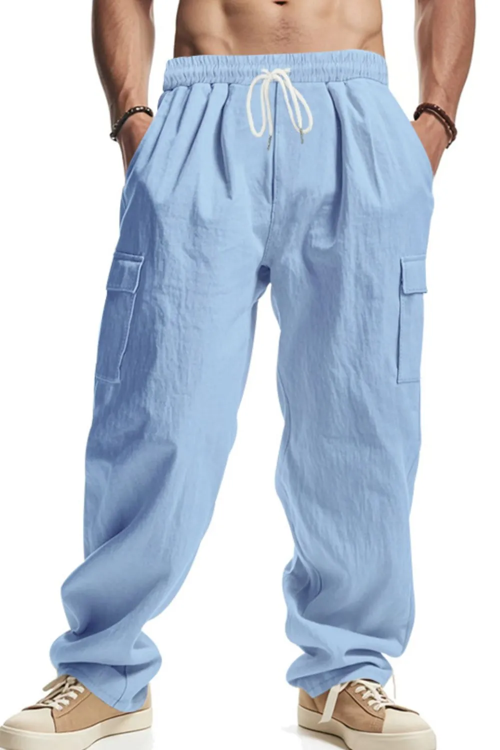 Men's Full Size Drawstring Pants with Pockets Plus Size, image 2