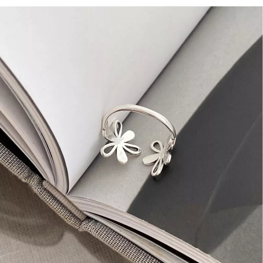 925 Sterling Silver Flower Open Ring, image 5
