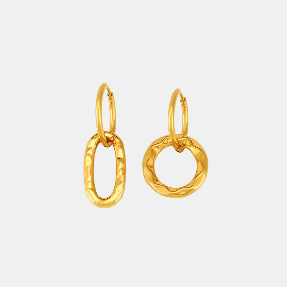 18K Gold-Plated Titanium Steel Annulus Earrings, image 6