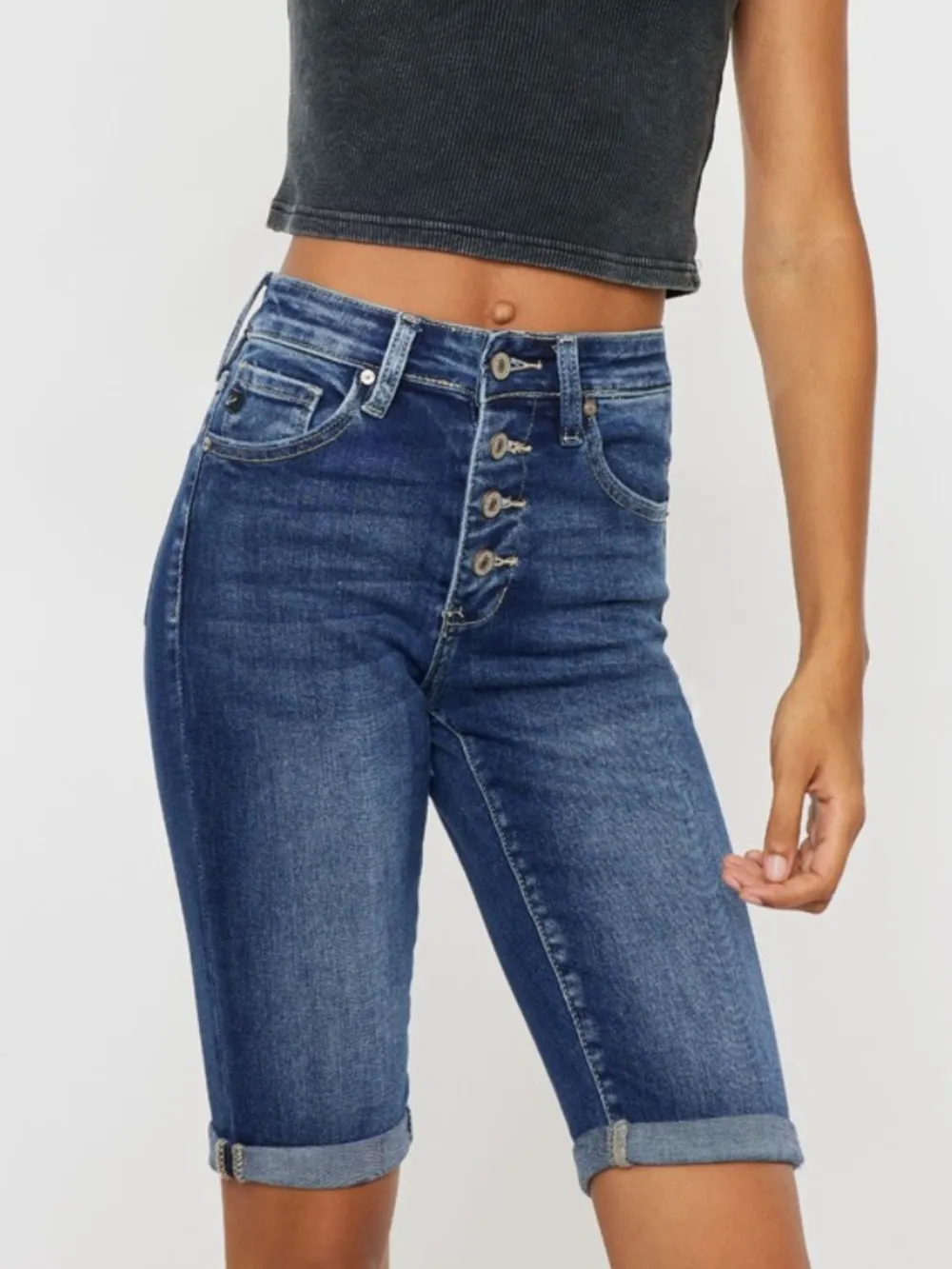 Full Size Cat's Whiskers Button Fly Denim Shorts, image 9