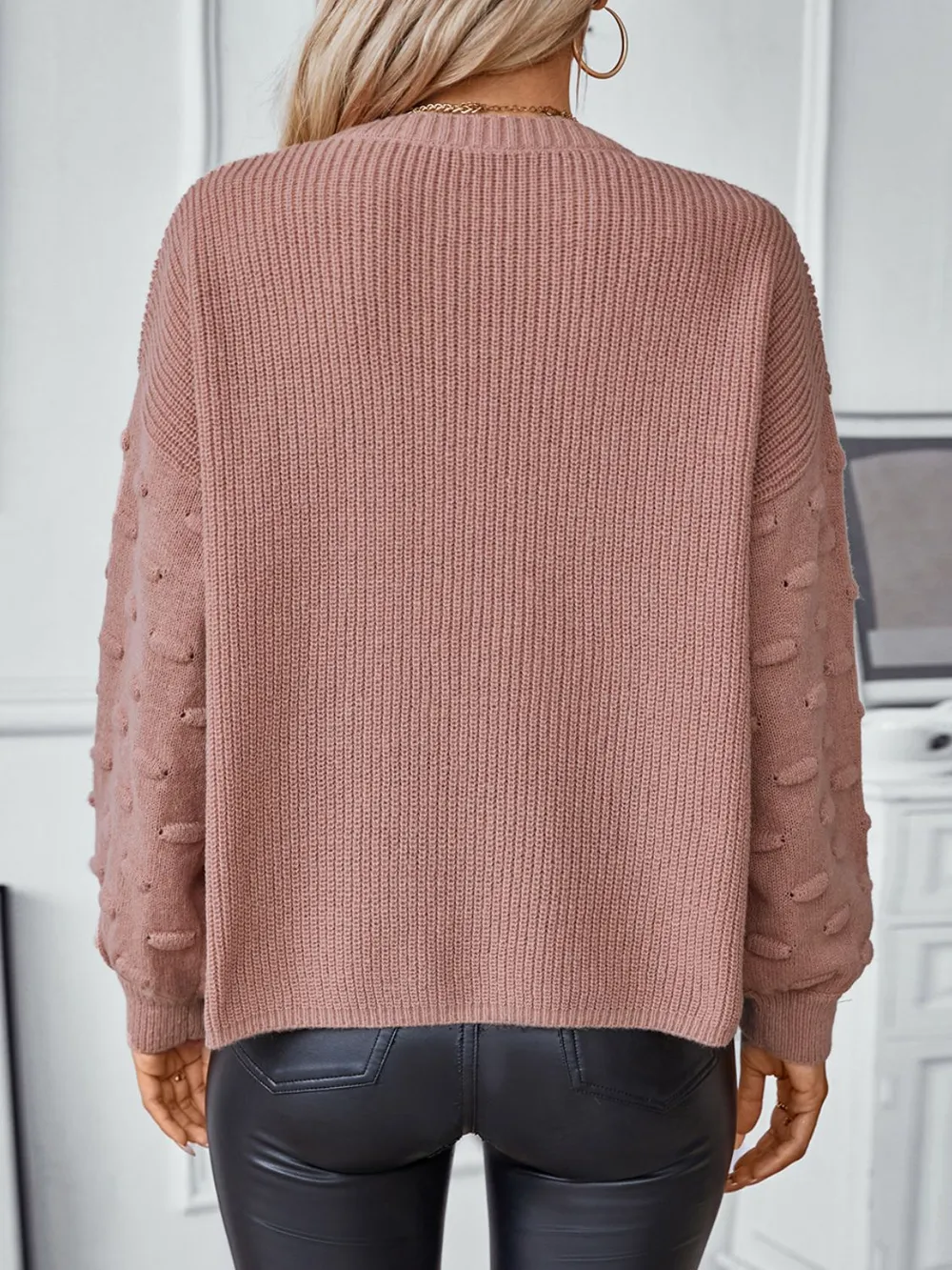 Round Neck Drop Shoulder Sweater, image 3