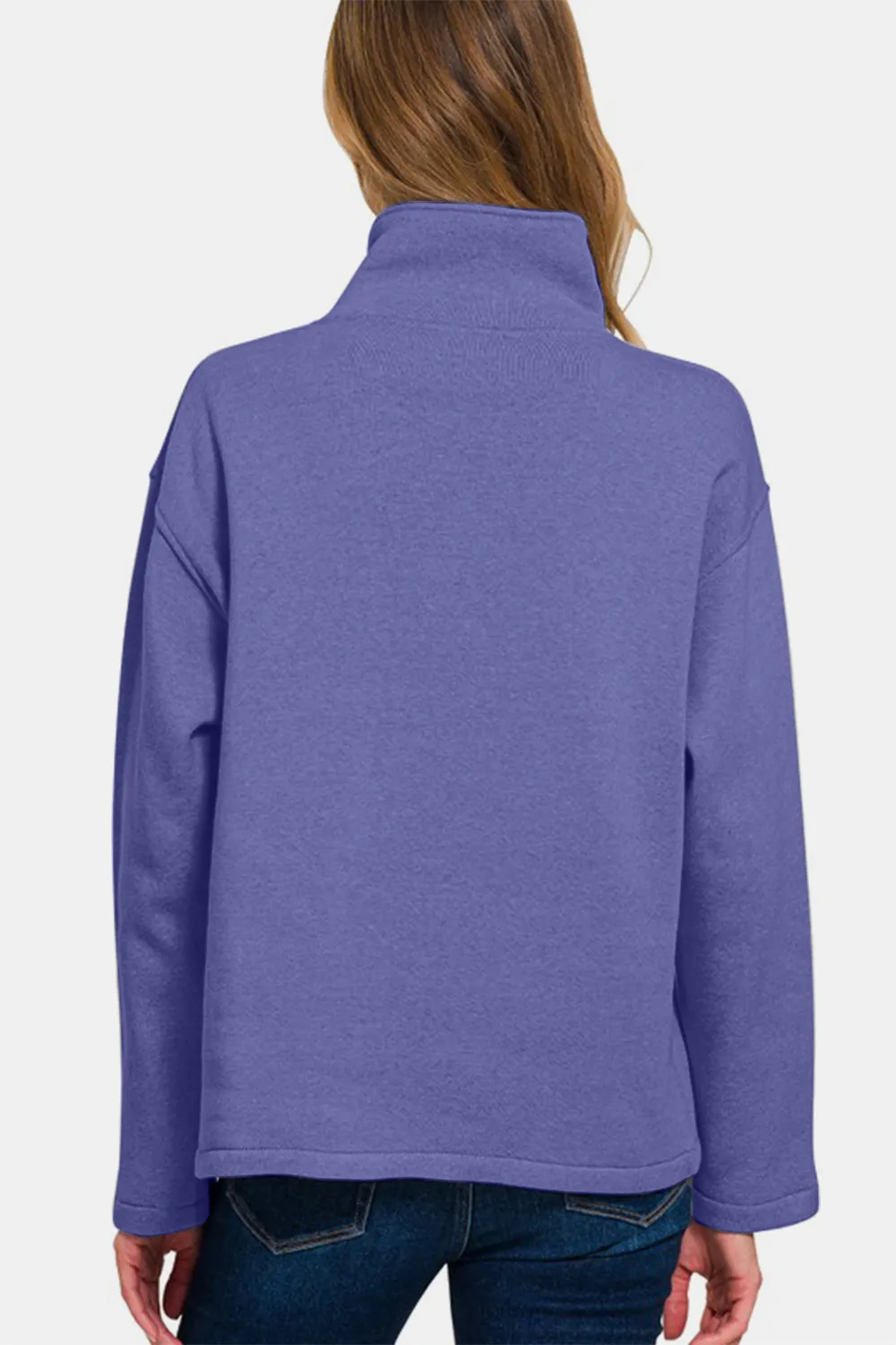 Turtleneck Half Snap Fleece Sweatshirt, image 2