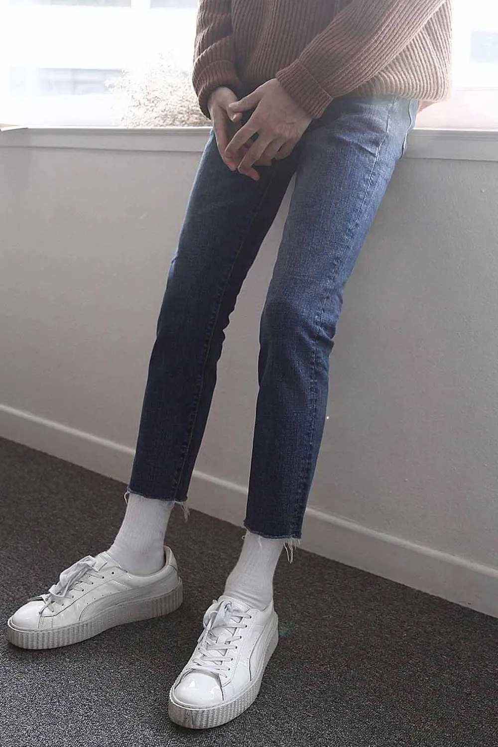 Men's Frayed Hem Skinny Jeans, image 3