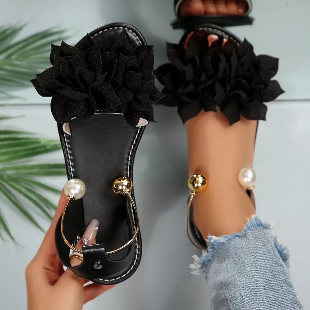 Floral Decor Flat Sandals, image 3