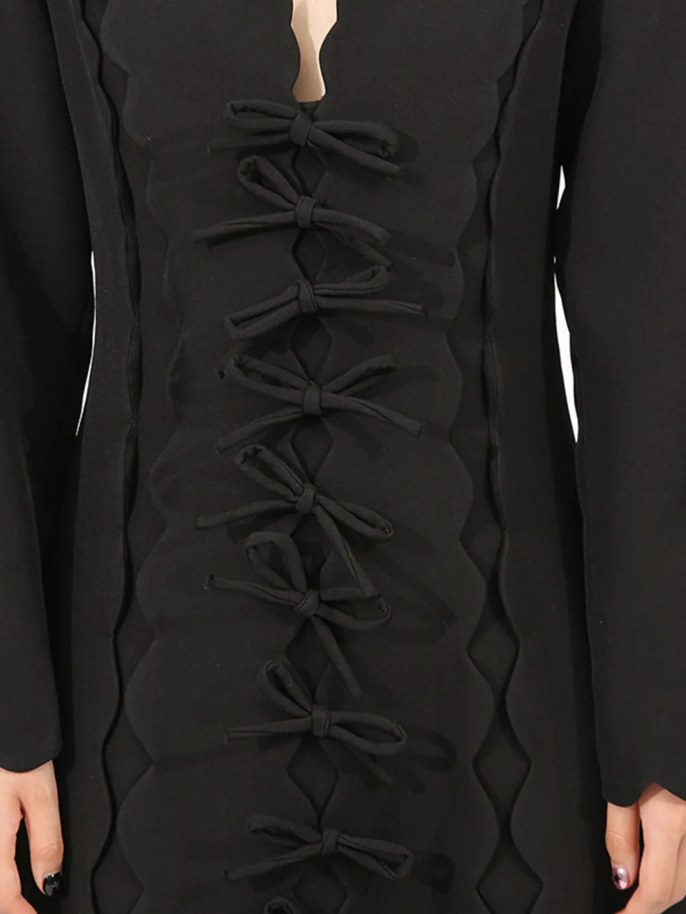 Long Sleeve Bow Front Midi Dress, image 5