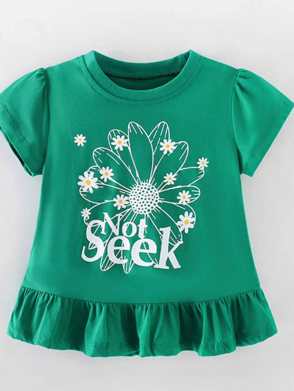 Children's Daisy Ruffle Hem Short Sleeve T-Shirt