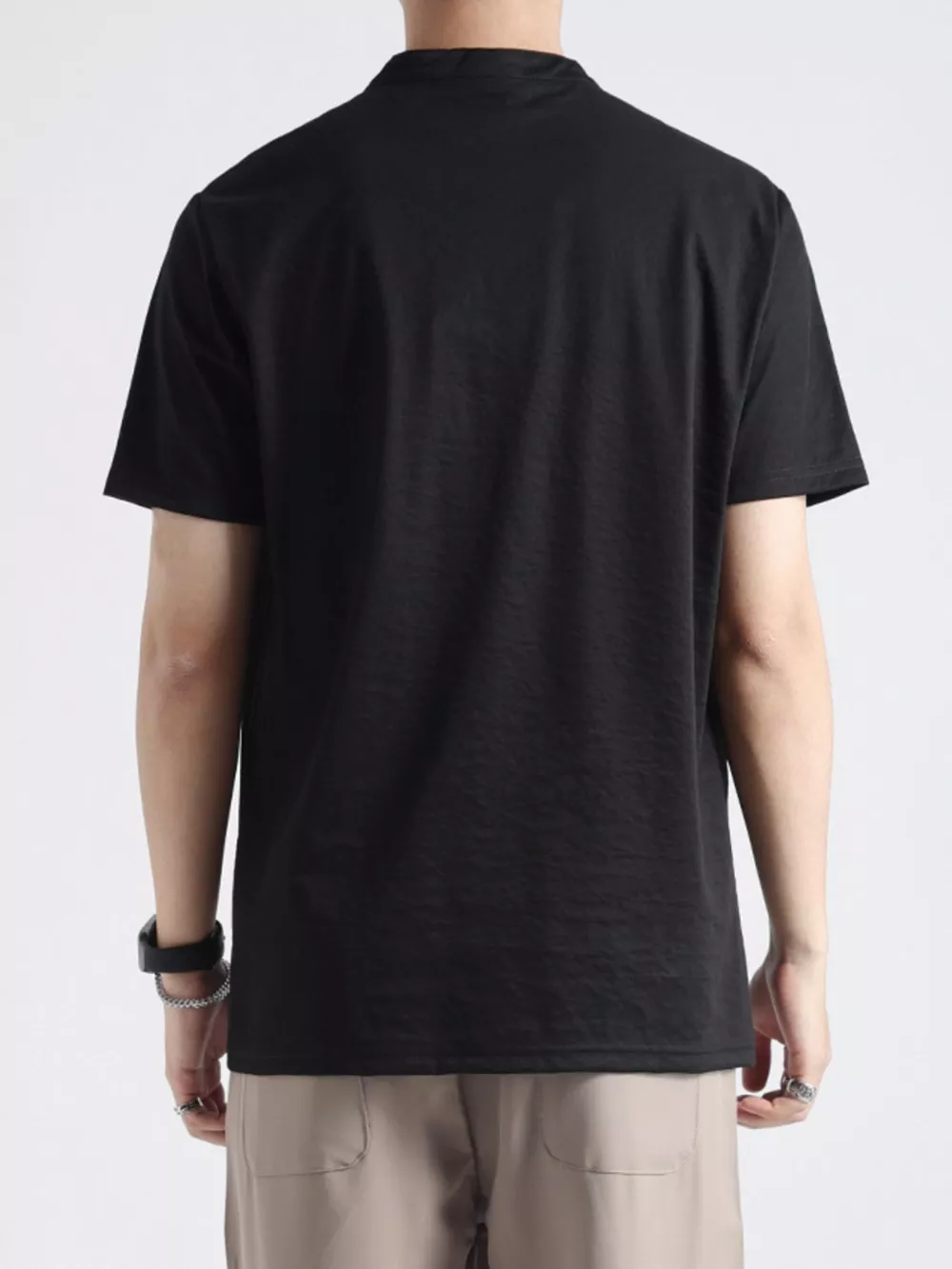 Men's Plus Size Button Detail Short Sleeve Top, image 5