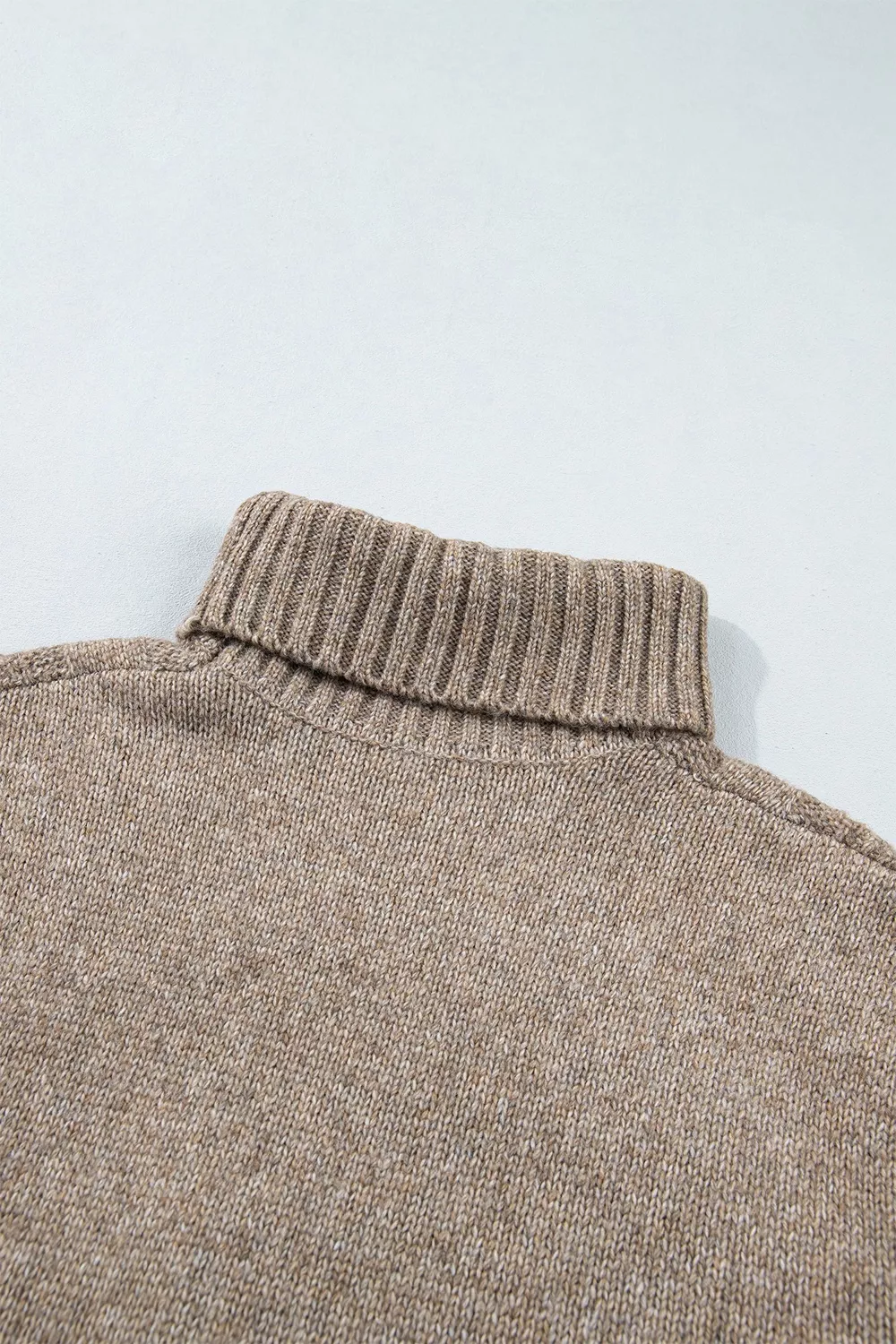 High Neck Drop Shoulder Cable Knit Regular Length Sweater, image 8