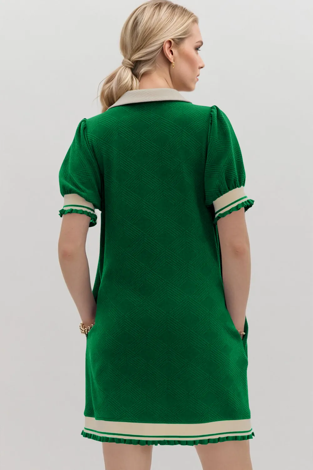 Frill Contrast Trim Jnny Collar Short Sleeve Mini Dress, image 18