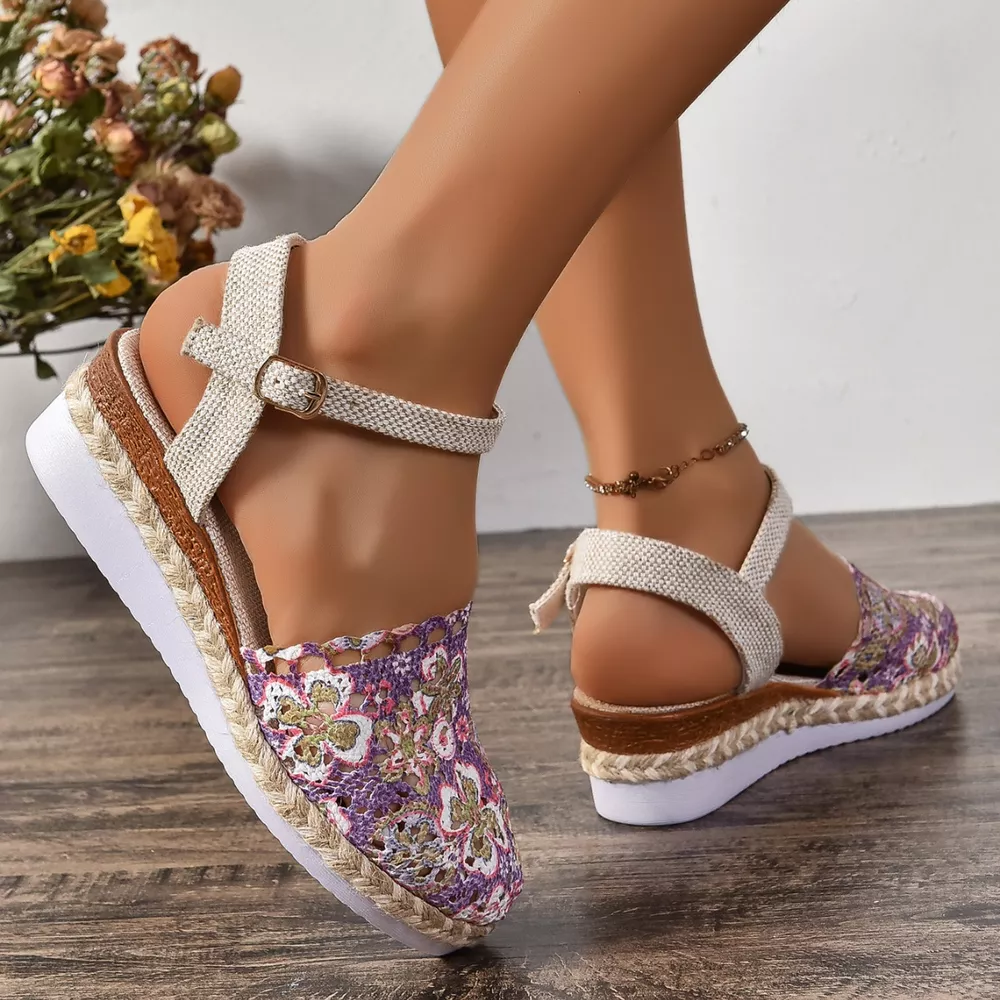 Round Toe Wedge Sandals, image 4