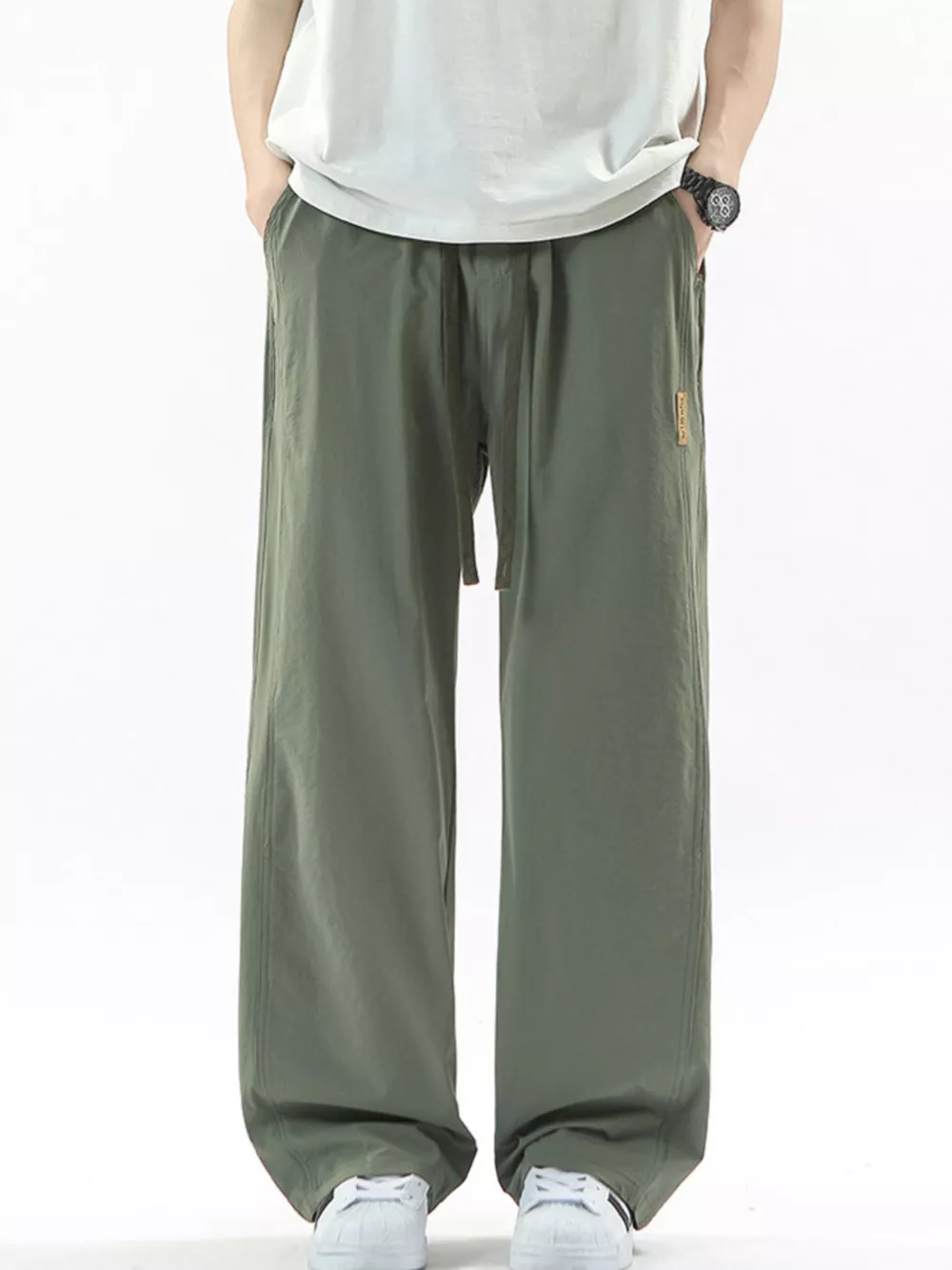 Men's Full Size Loose Fit Drawstring Wide Leg Pants Plus Size, image 7