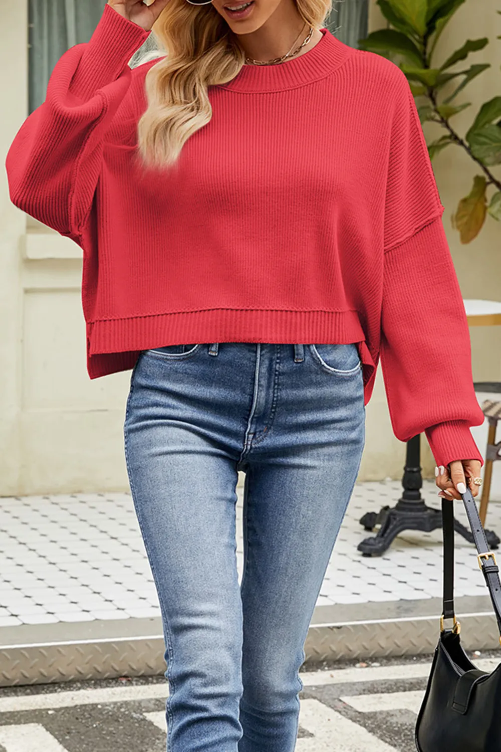 Round Neck Dropped Shoulder Sweater, image 28