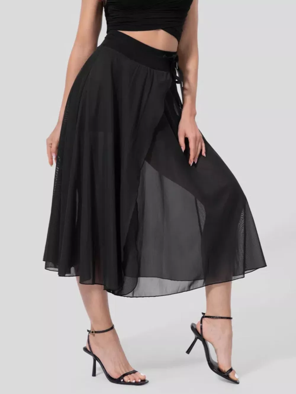 Slit Flowy Skirt with Shorts Liner