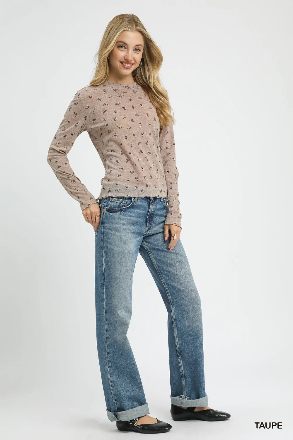 Bow Print Lightweight Knit Top, image 6