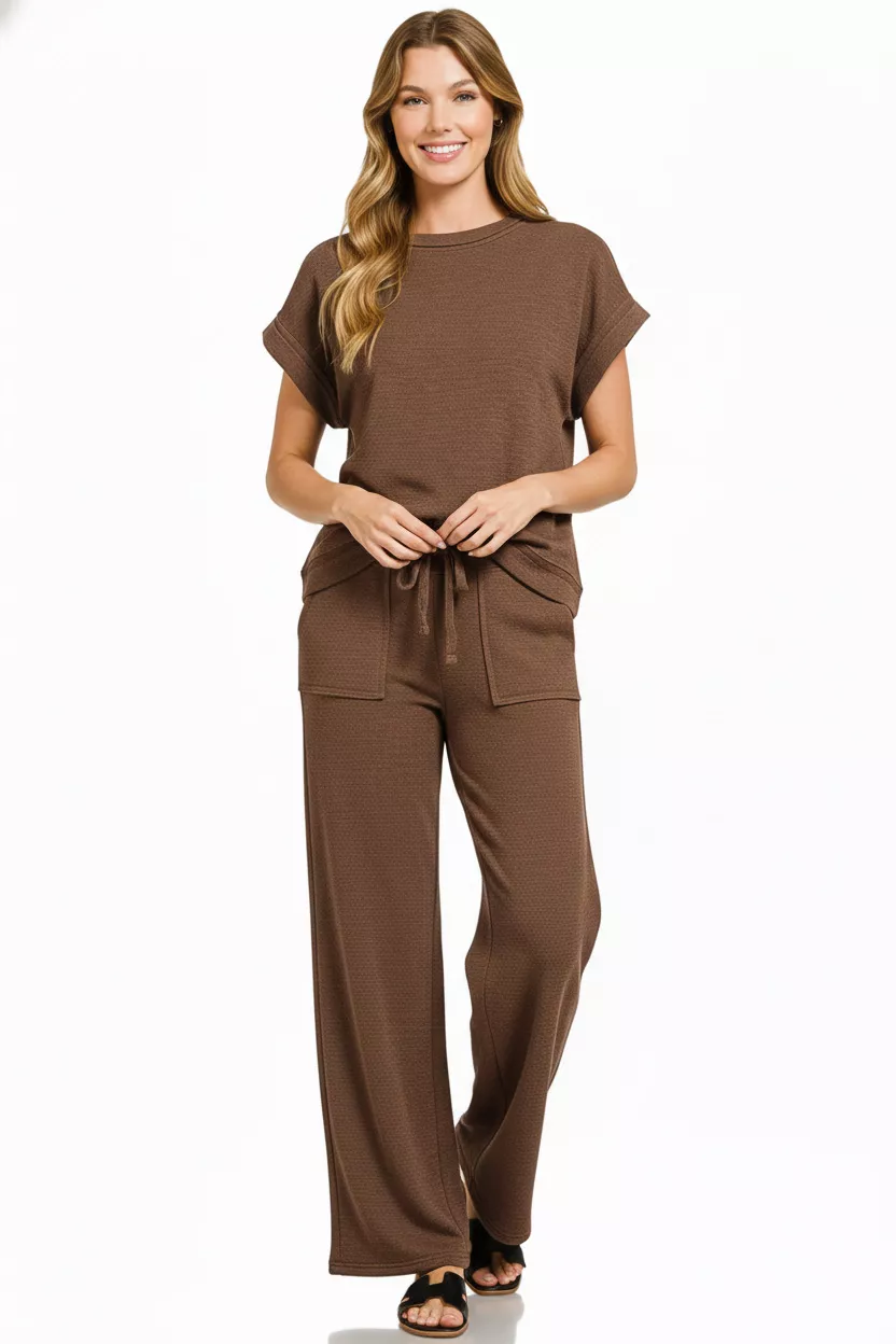 Cotton Slub Short Sleeve Tee and Pants Set, image 3