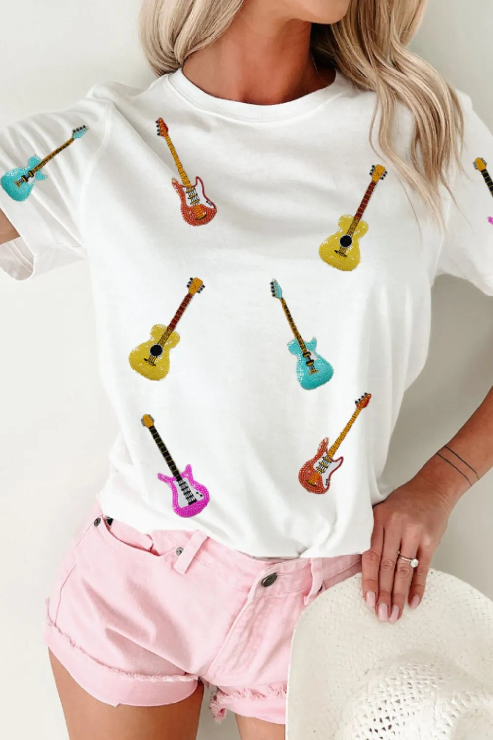 Guitar Crew Neck Short Sleeve T-Shirt, image 5