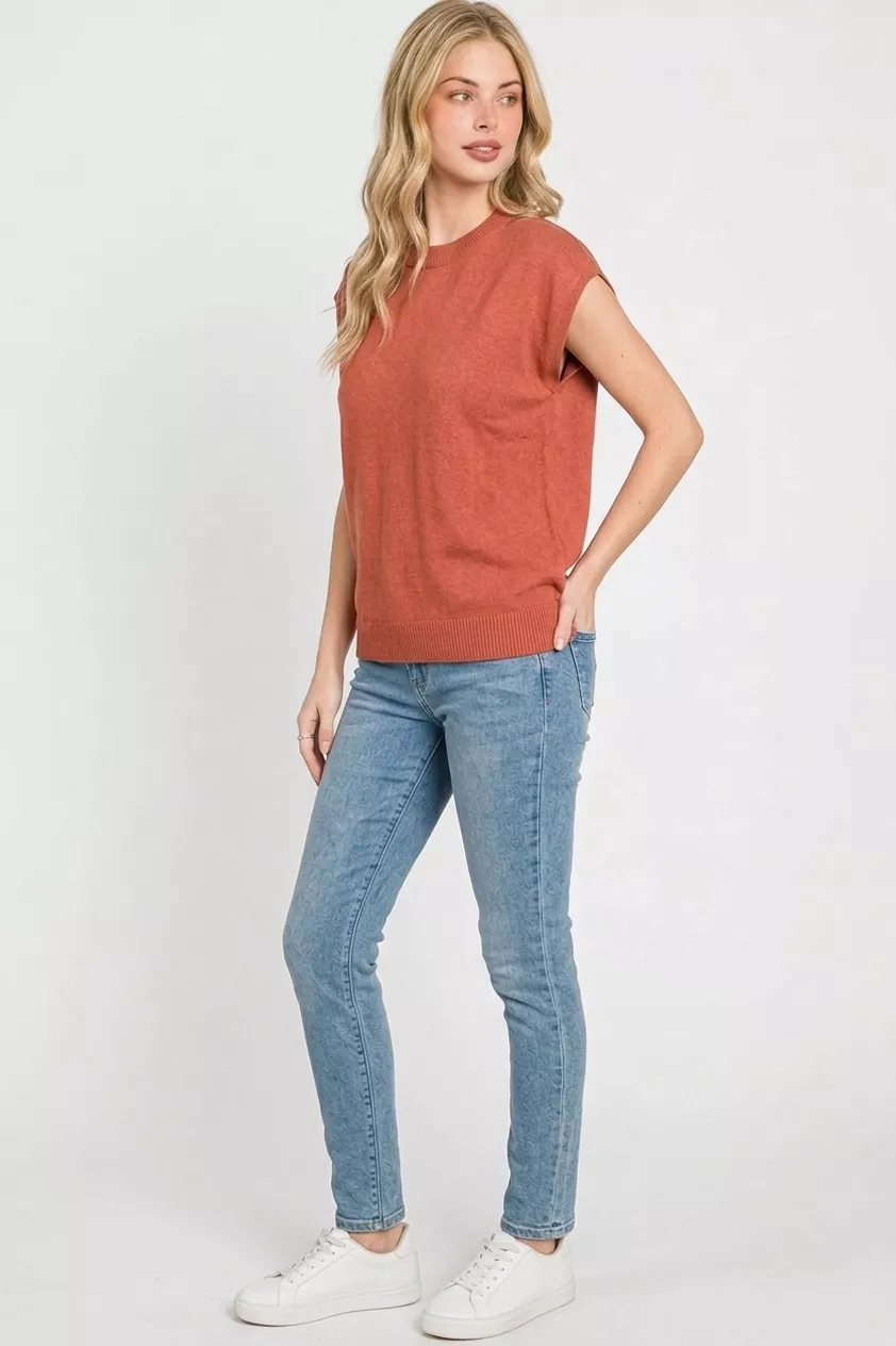 Viscose Round-neck Short Sleeve Sweater, image 3