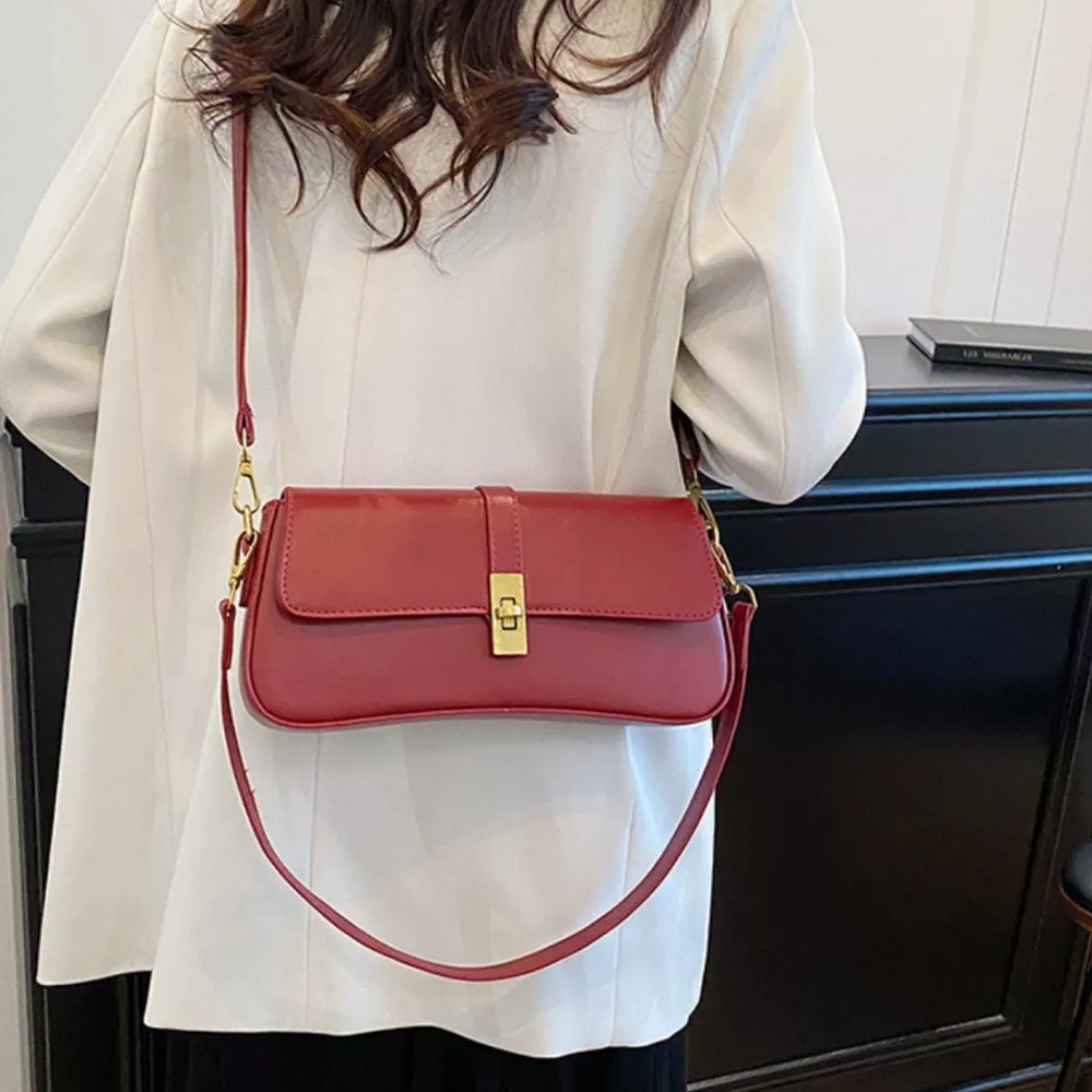 Rectangular Crossbody Bag with Golden Buckle, image 6