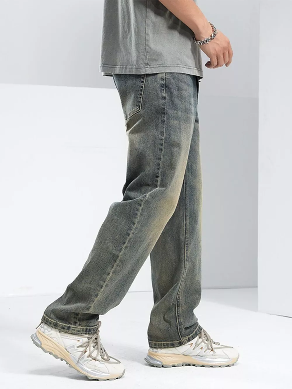 Men's Washed Loose Fit Jeans, image 5