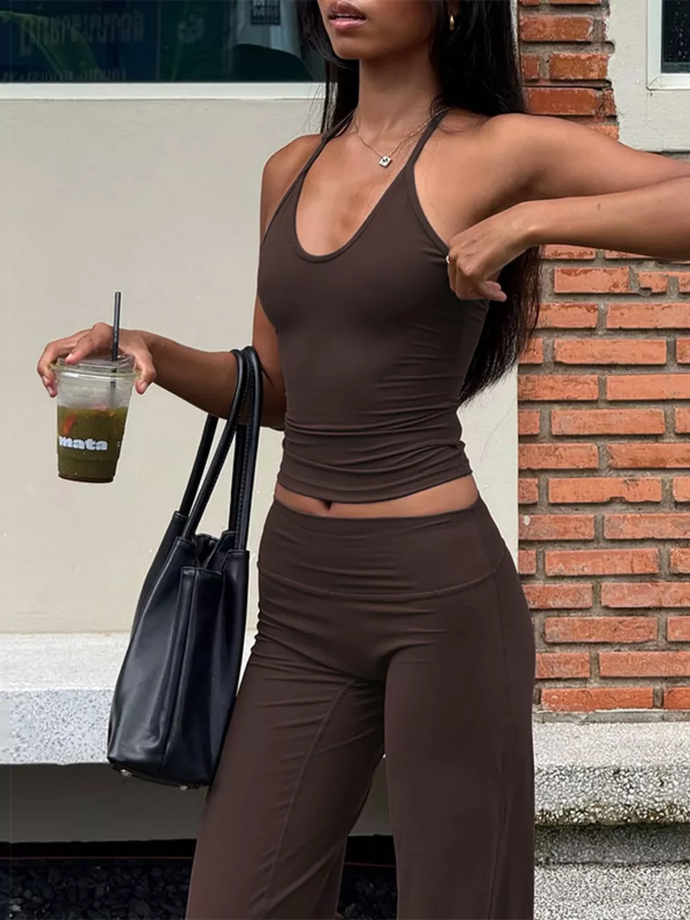 Halter Neck Crop Top and Pants Set, image 11