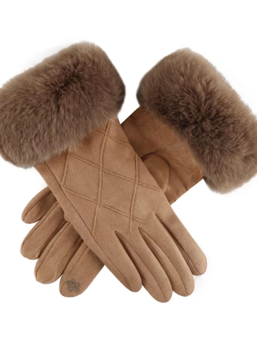 Fur Cuff Suede Gloves, image 8