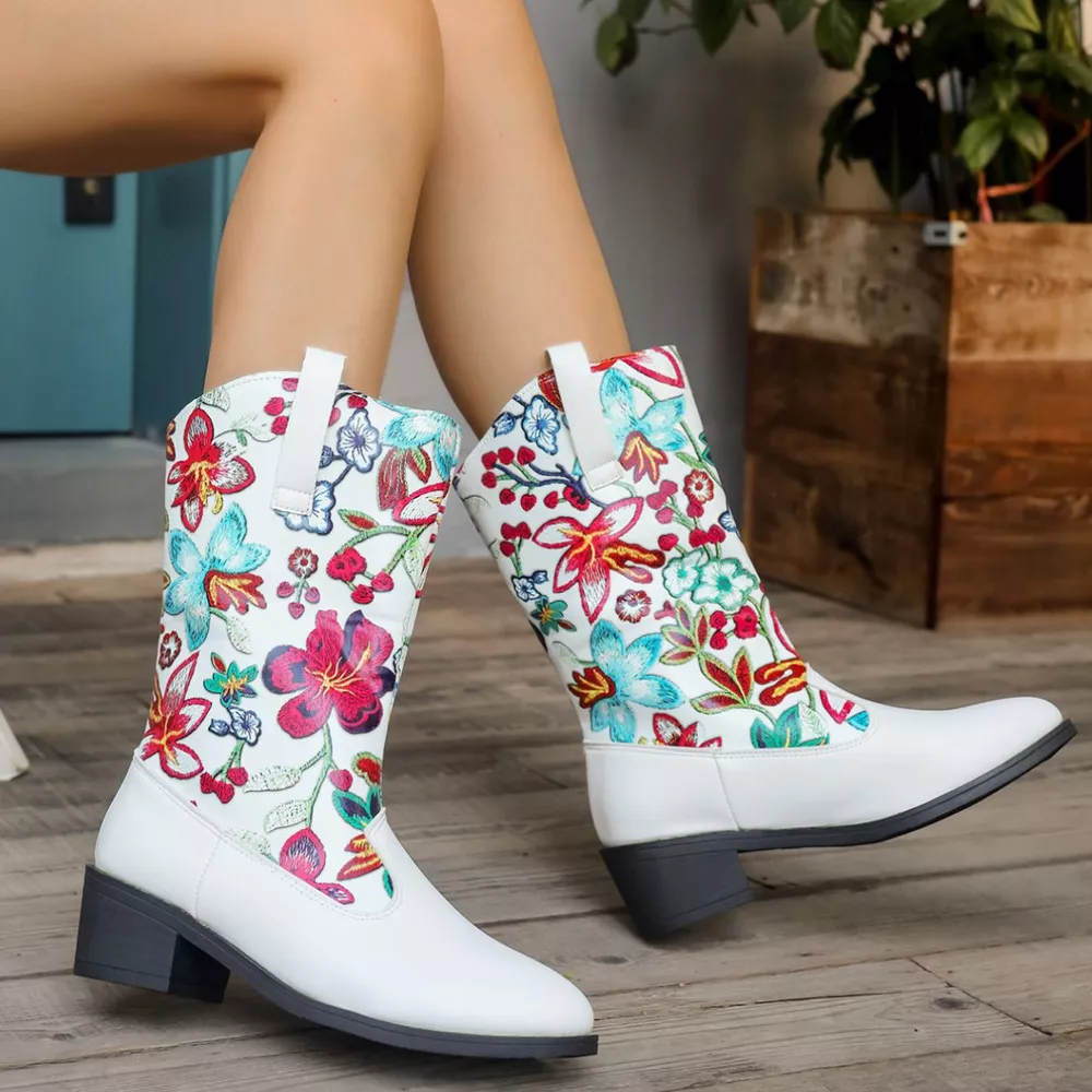 Floral Block Heel Boots, image 12