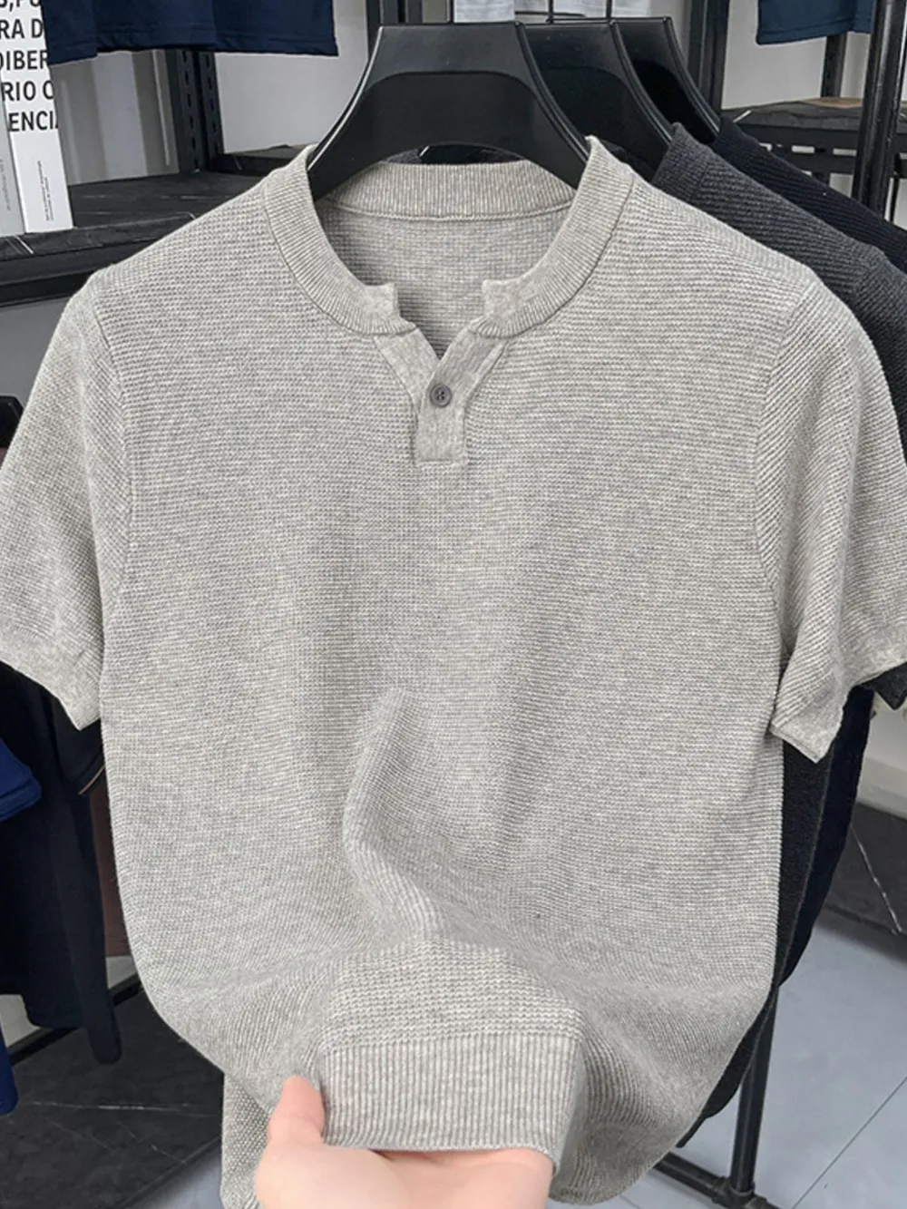 Men's Plus Size Notched Short Sleeve T-Shirt, image 2