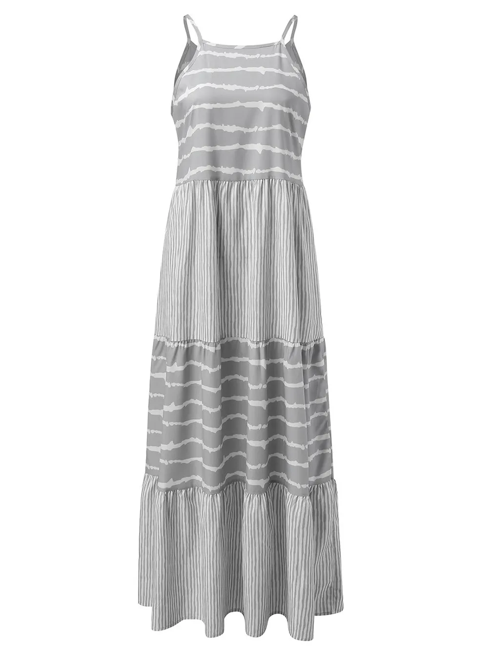 Tiered Striped Sleeveless Cami Dress, image 3