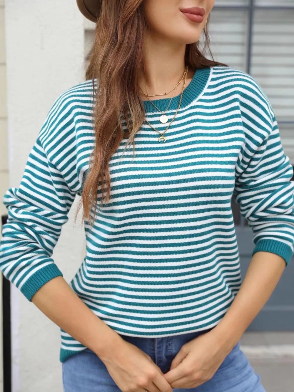 Striped Round Neck Sweater, image 8