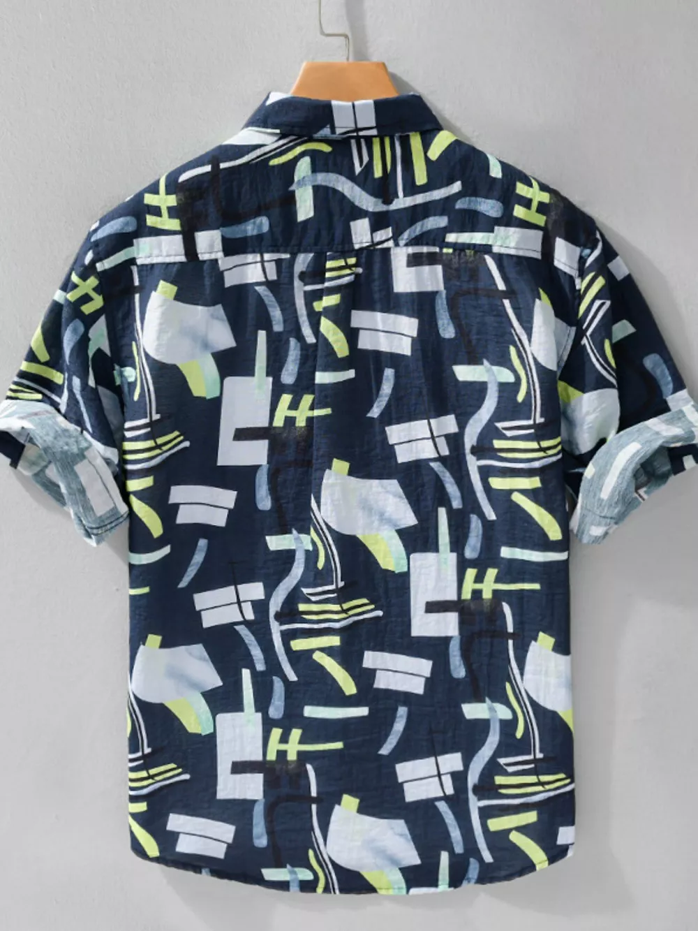 Men's Plus Size Geometric Print Casual Short Sleeve Shirt, image 2