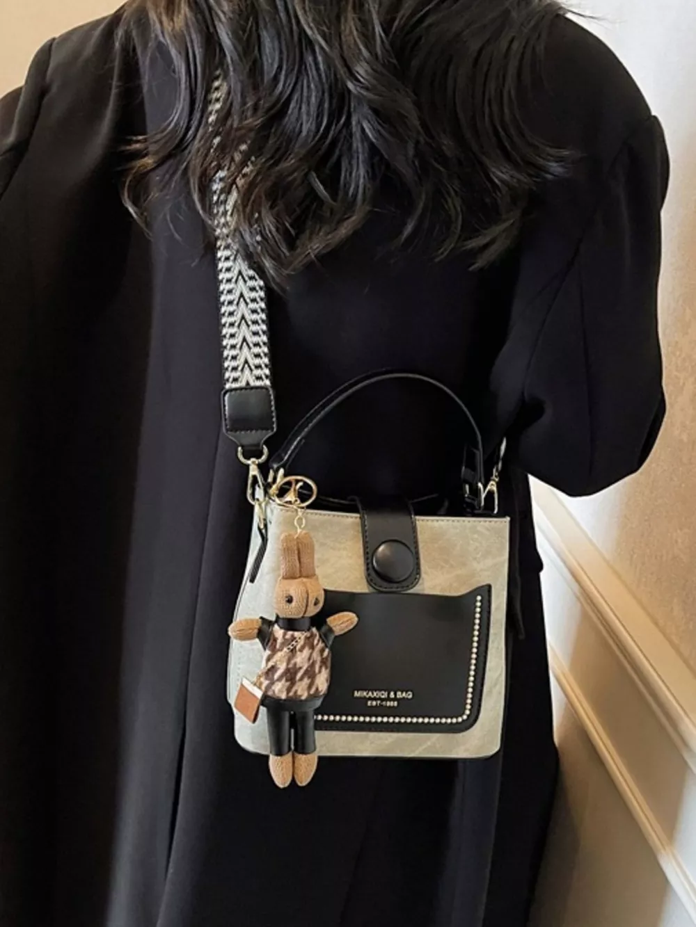 Two-Tone Bucket Crossbody Bag, image 5