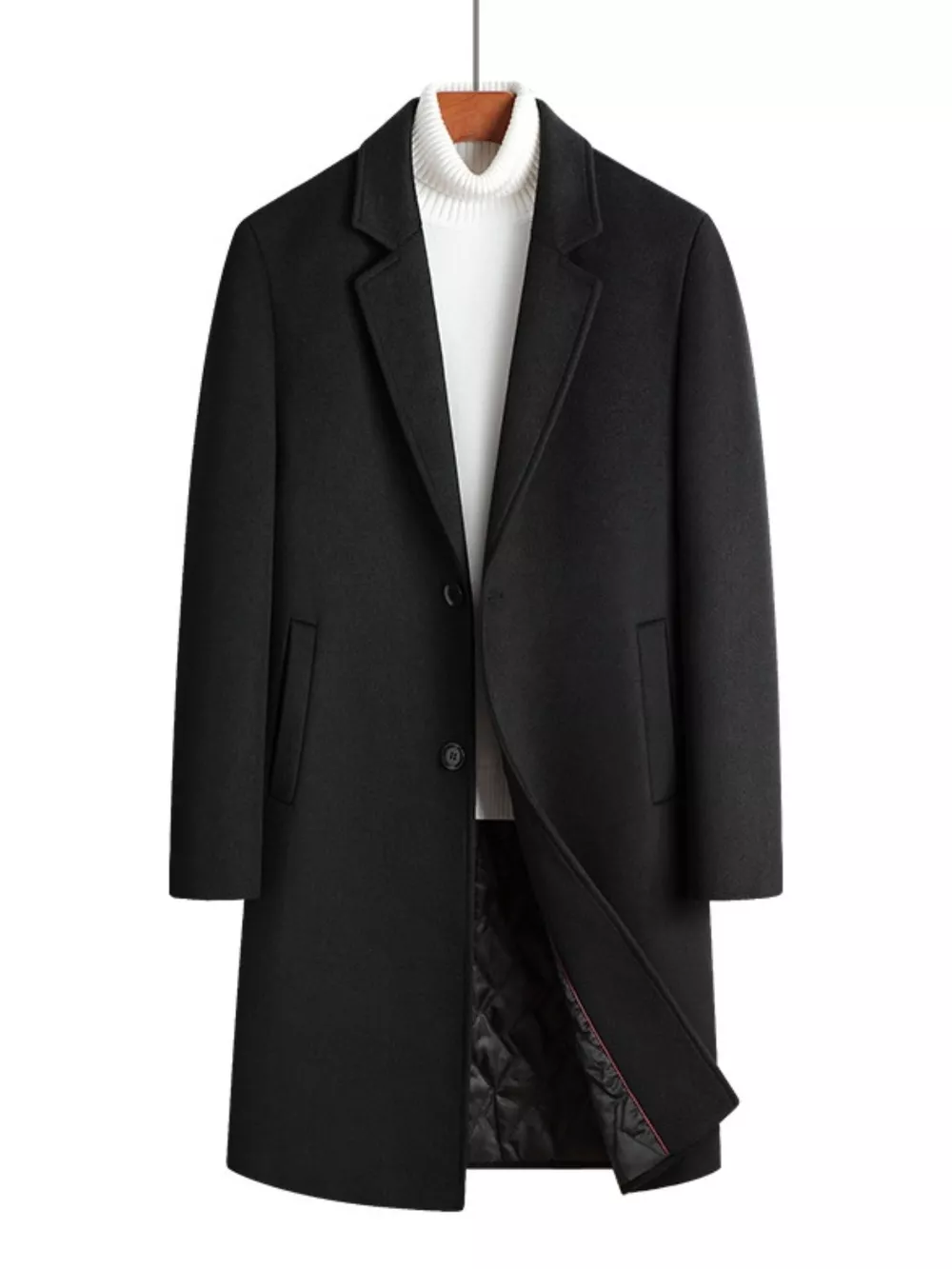 Men's Plus Size Classic Button Up Overcoat