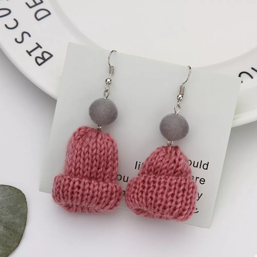 Christmas Knitted Beanie Earrings, image 3