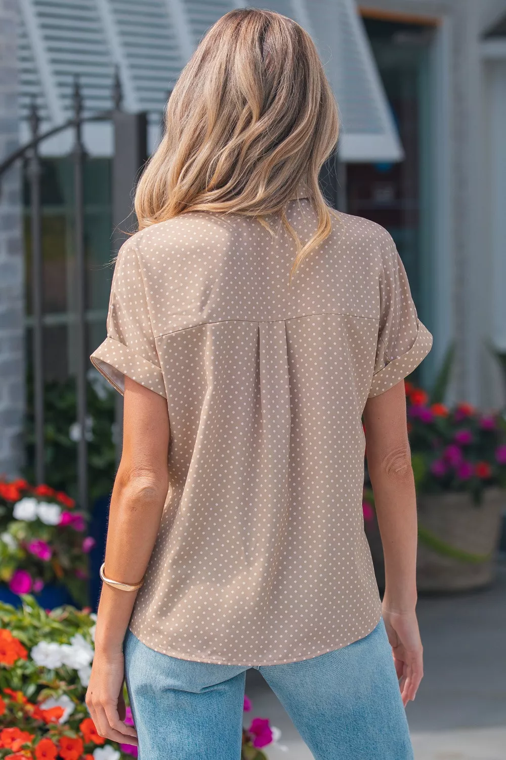 Polka Dot Print Short Sleeve Shirt, image 2
