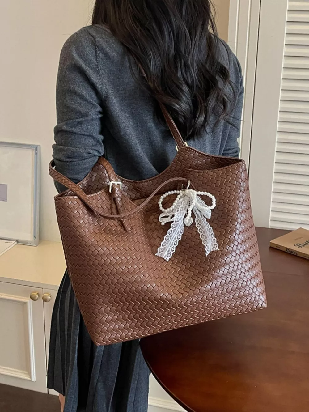 Woven Leather Shoulder Bag, image 5