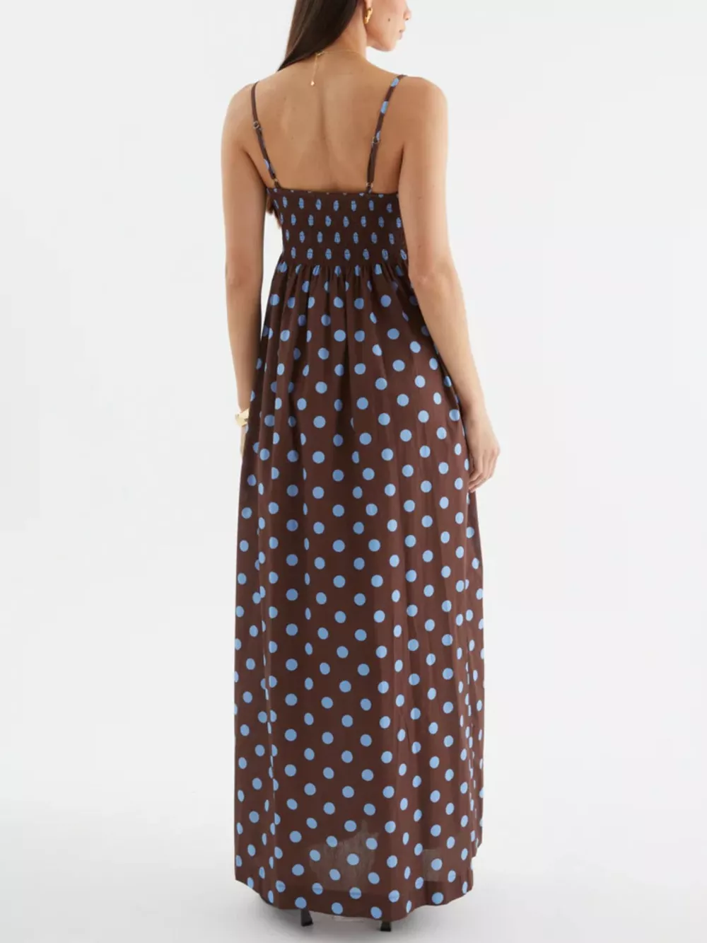 Polka Dot Pleated Detail Maxi Dress, image 8
