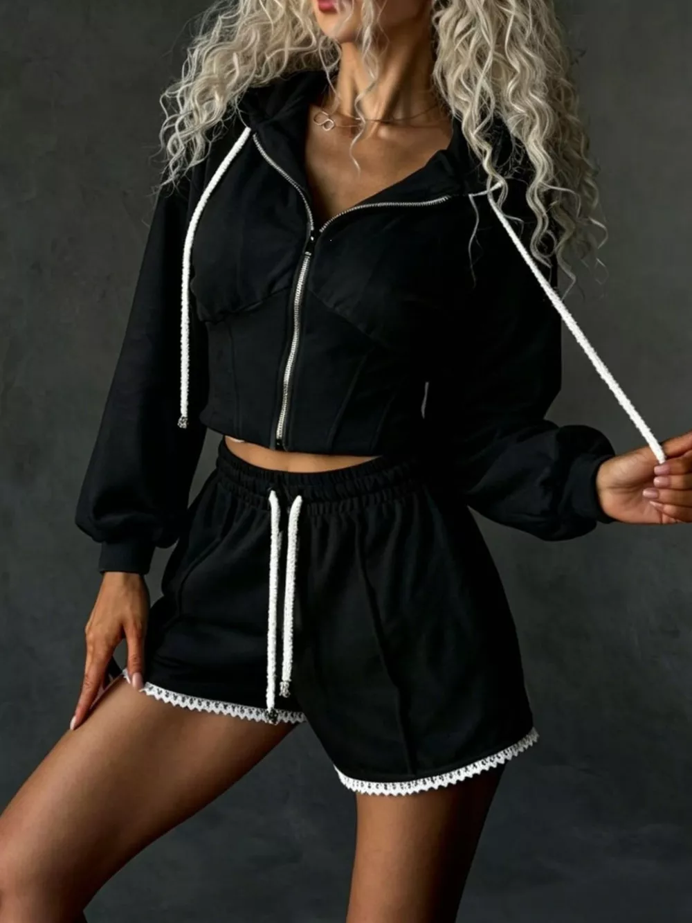 Zip Up Hooded Outerwear and Shorts Set, image 11
