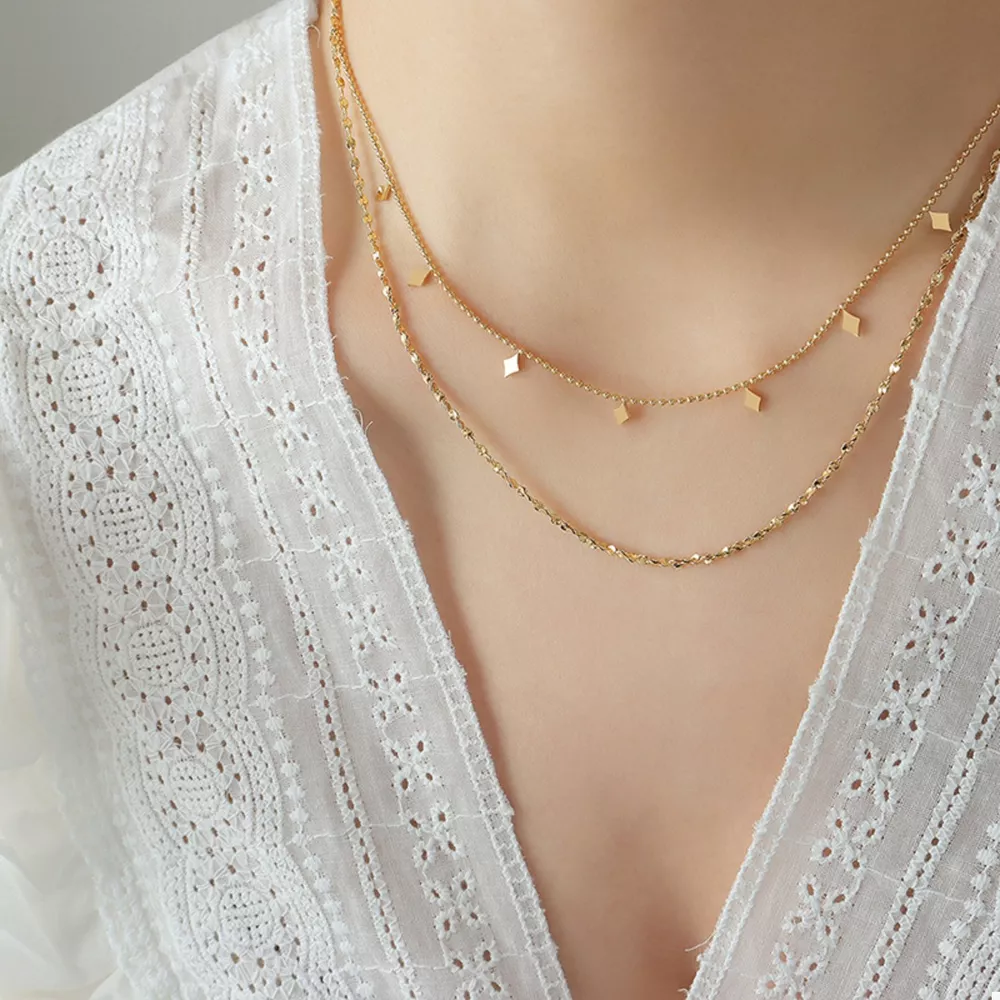 18K Gold-Plated Titanium Steel Layered Necklace, image 9