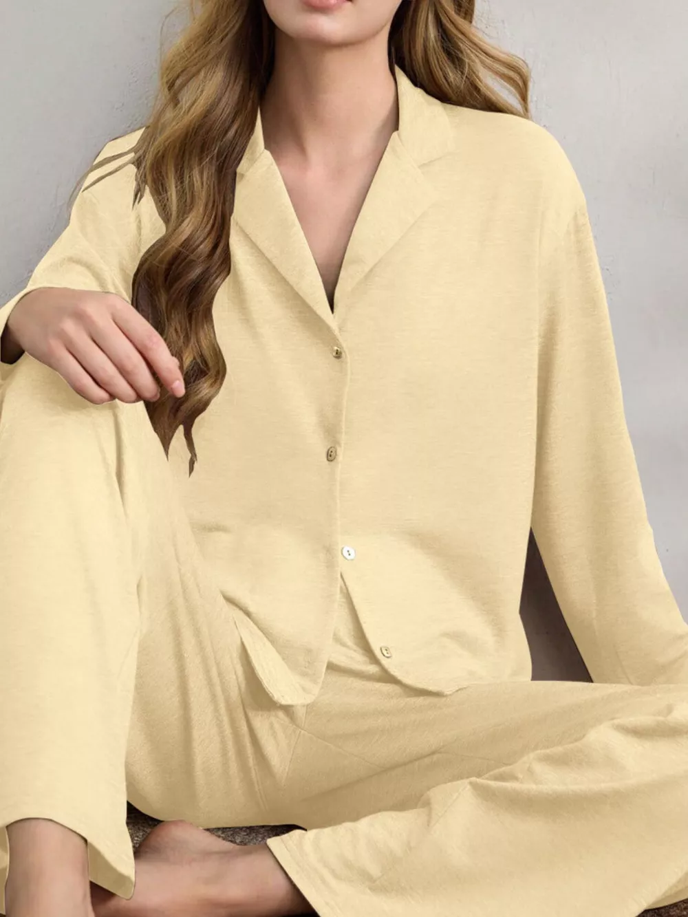 Button-Down Top and Wide-Leg Pants Lounge Set, image 7