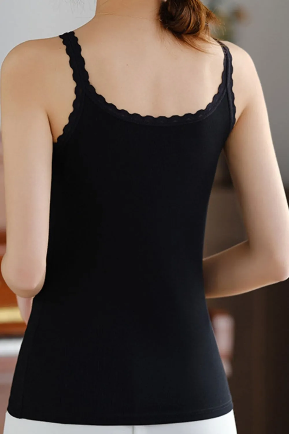 Lace Trim Scoop Neck Cami Top, image 3