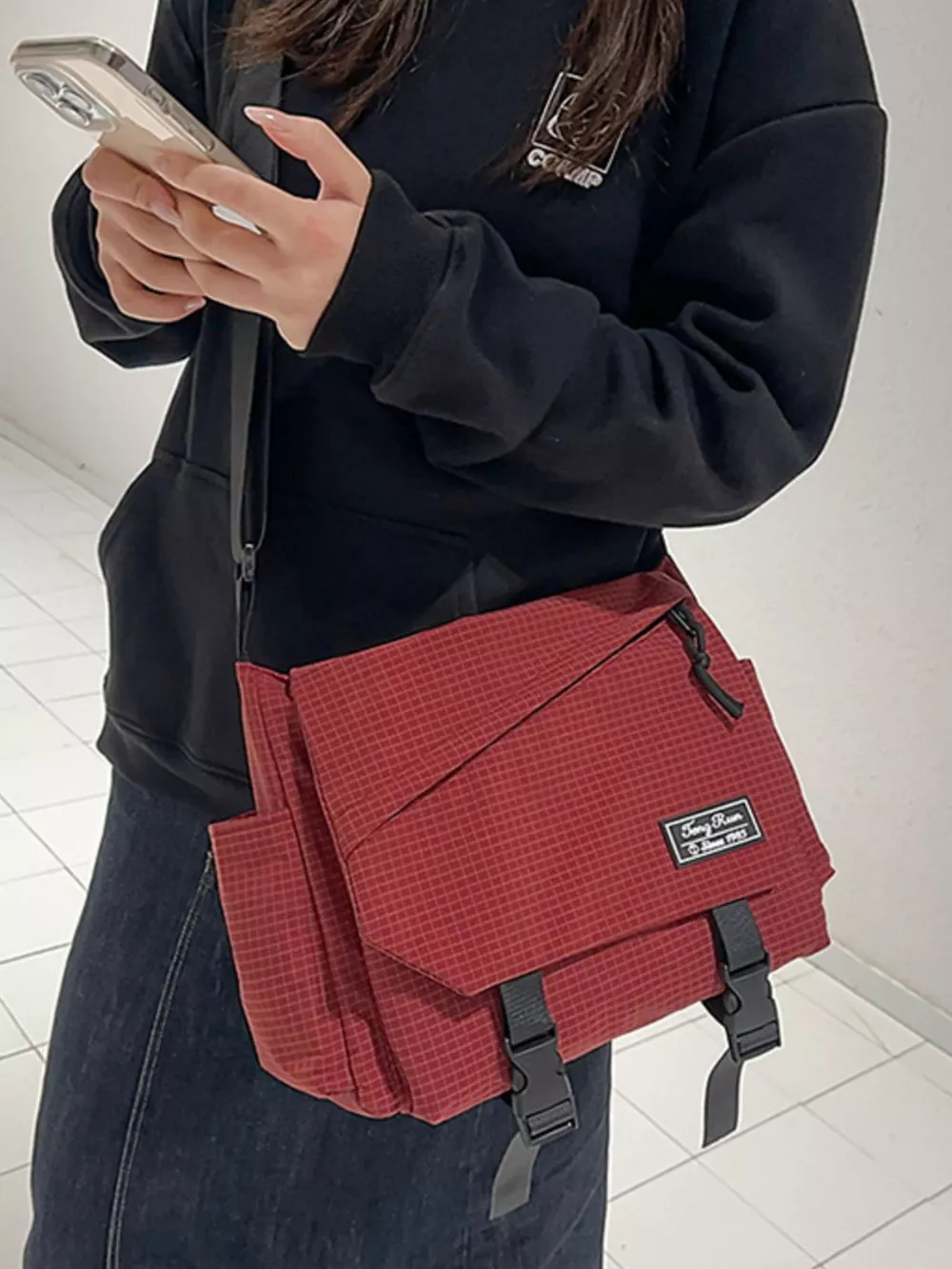 Plaid Buckle Flap Crossbody Bag, image 8