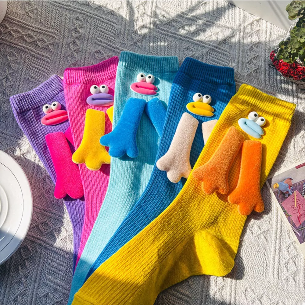 Cartoon Ribbed Knit Crew Socks, image 2