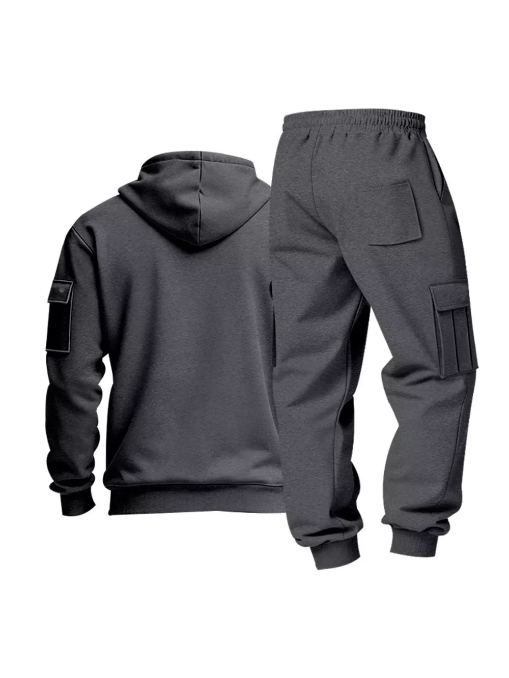 Men's Full Size Half Zip Hoodie and Cargo Pants Set Plus Size, image 10